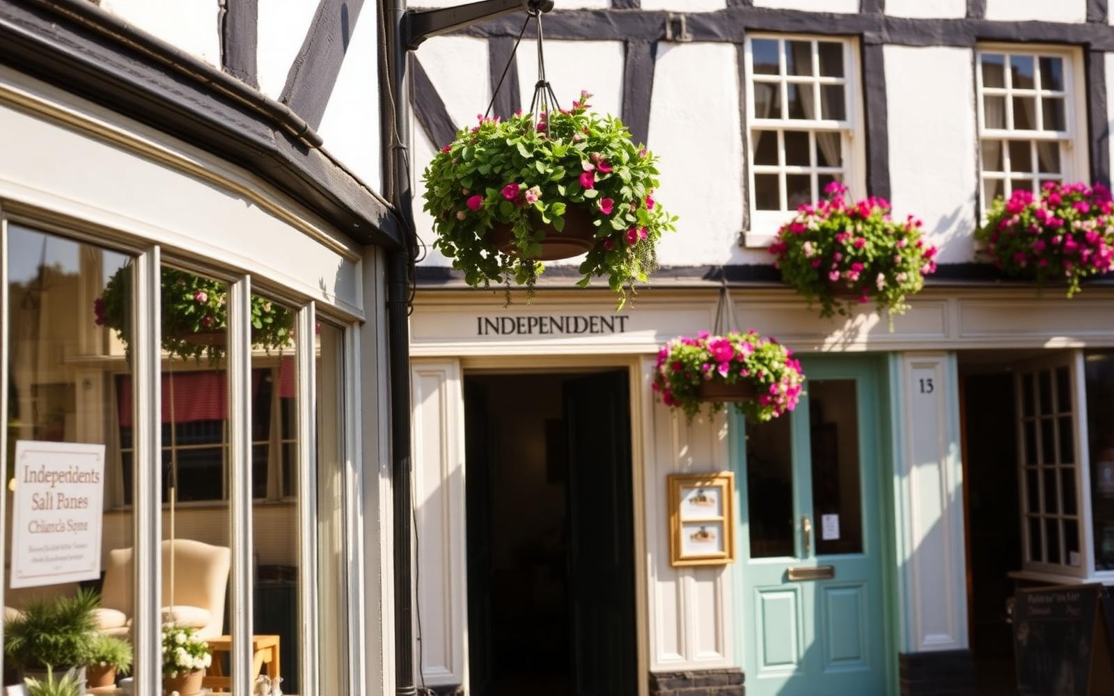 Independent shopfronts on an East Devon high street